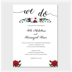personalized handdrawn watercolor garden red roses flower wedding invitation card hong kong