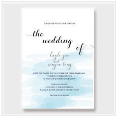personalized handdrawn watercolor blue wedding invitation card hong kong