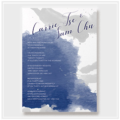 personalized handdrawn watercolor blue and grey mixed wedding invitation card hong kong
