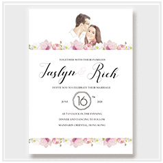 personalized handdrawn watercolor portrait drawing garden flower wedding invitation card hong kong