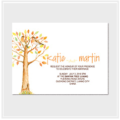 personalized handdrawn love tree wedding invitation card hong kong
