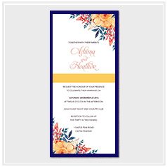 personalized handdrawn orange blue garden flower wedding invitation card hong kong