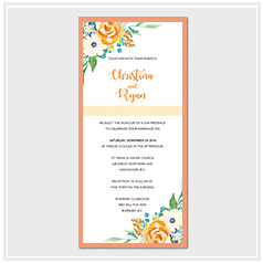 personalized handdrawn garden orange flower wedding invitation card hong kong