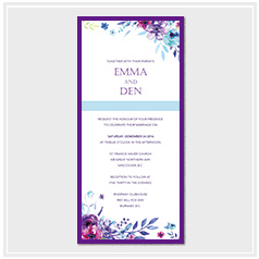 personalized handdrawn purple garden flower wedding invitation card hong kong