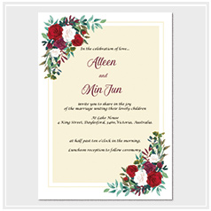 personalized handdrawn watercolor red roses garden flower wedding invitation card hong kong