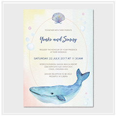 personalized handdrawn watercolor sea theme wedding invitation card hong kong