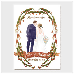 wedding invitation handdrawn portrait watercolor