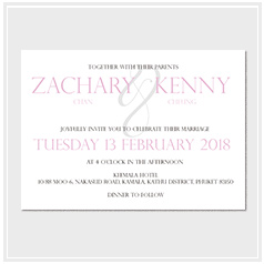 personalized classic pink and grey wedding invitation card hong kong