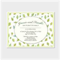 personalized handdrawn watercolor leaves garden wedding invitation card hong kong