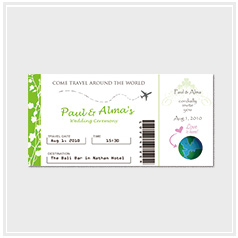 personalized destination travel theme green world wedding invitation card hong kong