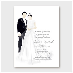 personalized handdrawn watercolor portrait drawing garden flower wedding invitation card hong kong